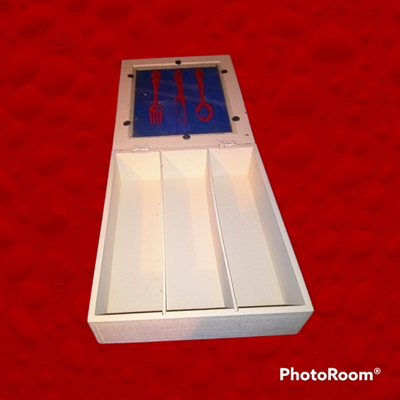 Painted Wood Silverware Caddy - Picture 2 of 3